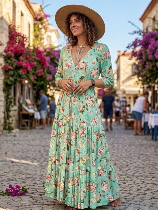 Sunday Mi Amor Dresses & Skirts - Anthropologie Sunday Mi Amor Boho Chic Floral Tiered Maxi Dress Cottagecore M